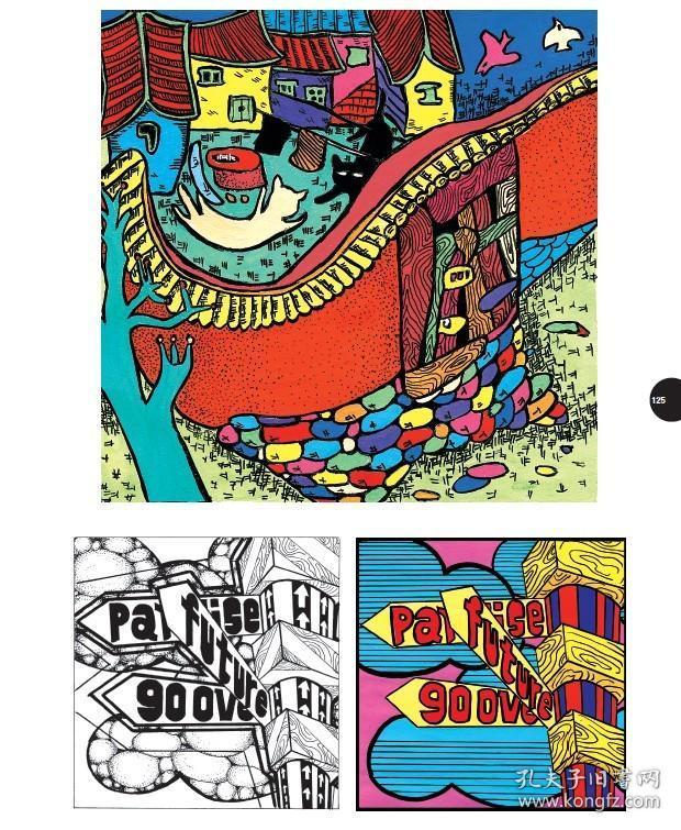 花卉风景创意装饰画黑白线描色彩设计创意速写纹样卡通高考美术校考