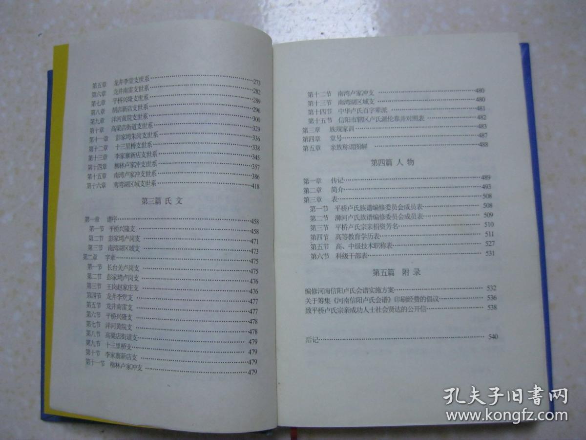 卢氏族谱,河南省信阳市浉河,平桥两区一带.范阳堂.