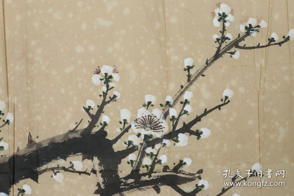 上海县老县长 朱思学 1992作 国画作品《白梅图》一件(纸本软片,画心
