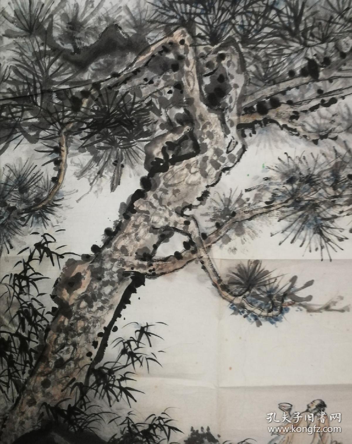 上海档案局副局长徐尚炯小幅国画古松图