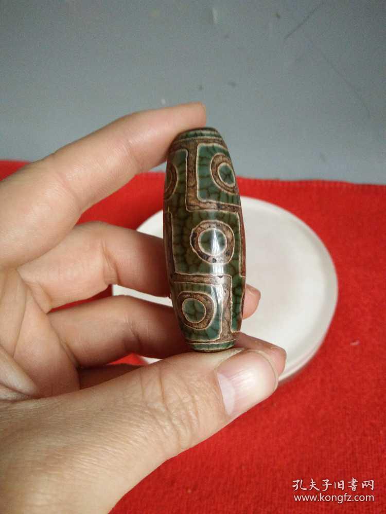 清代藏传九眼老天珠挂件