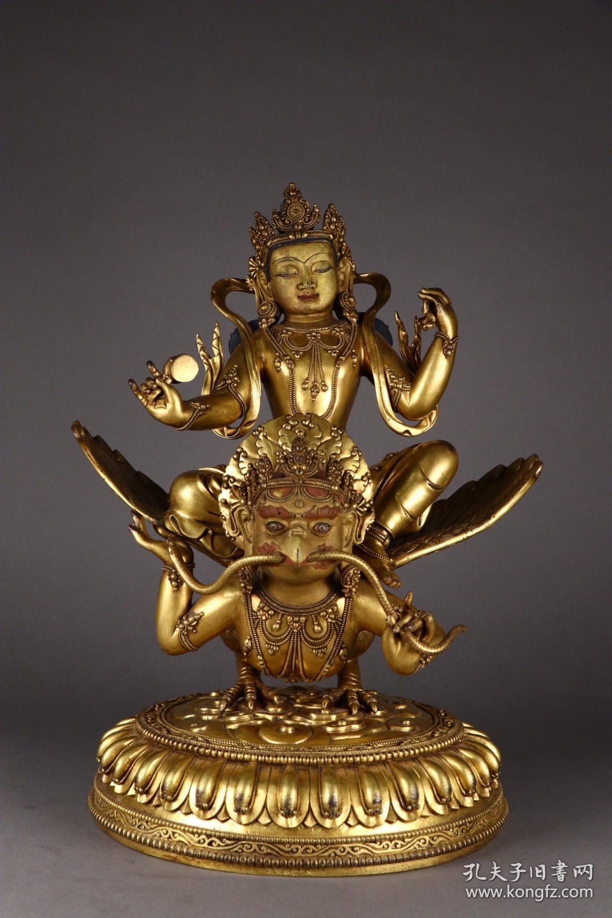 旧藏:鎏金金刚佛母造像 尺寸:长23cm.宽23cm 高35cm 重9400g