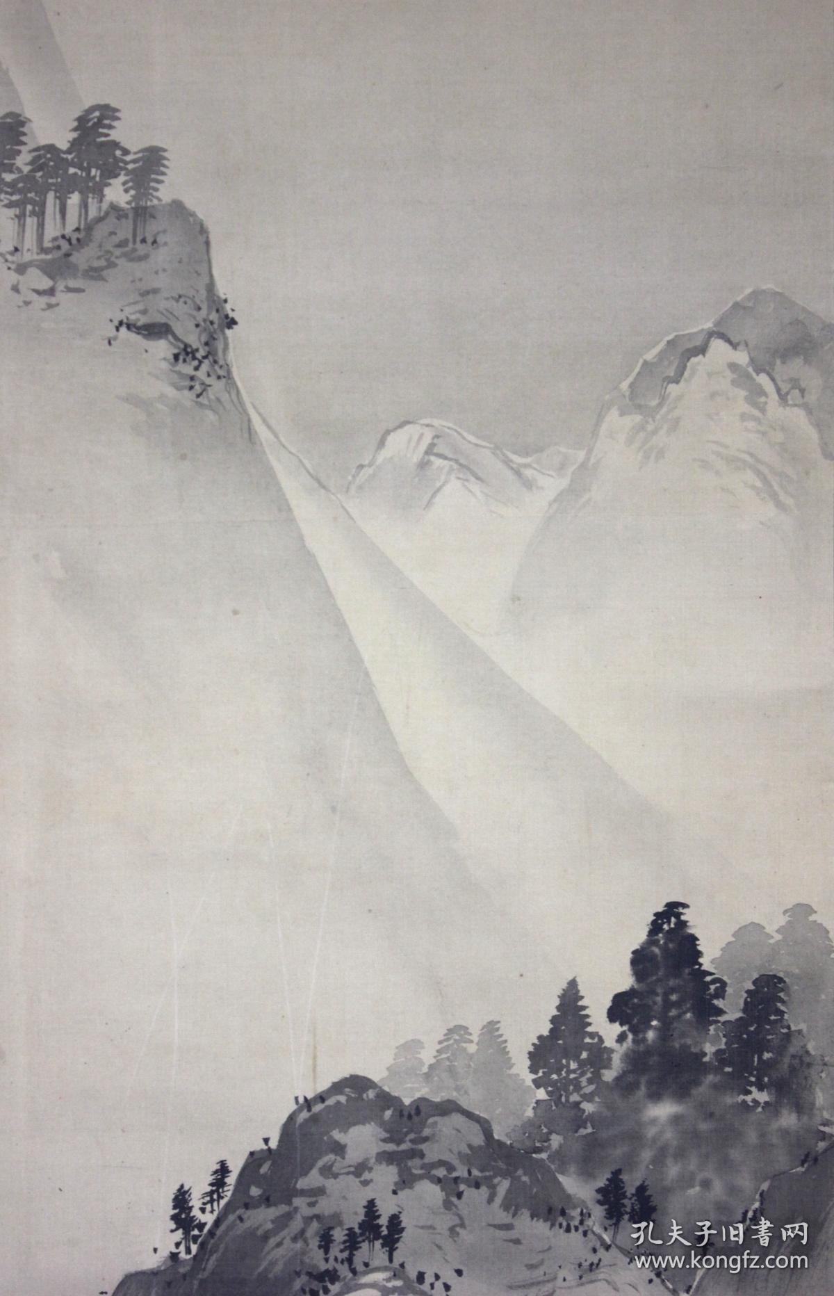 日本名家绘画:近藤泰山《水墨山水图(保真)