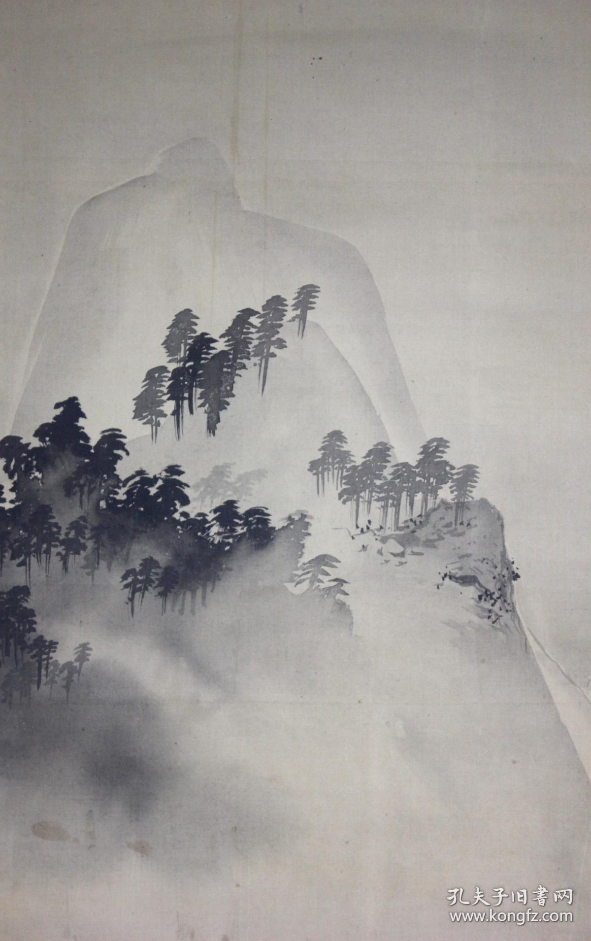 日本名家绘画:近藤泰山《水墨山水图(保真)