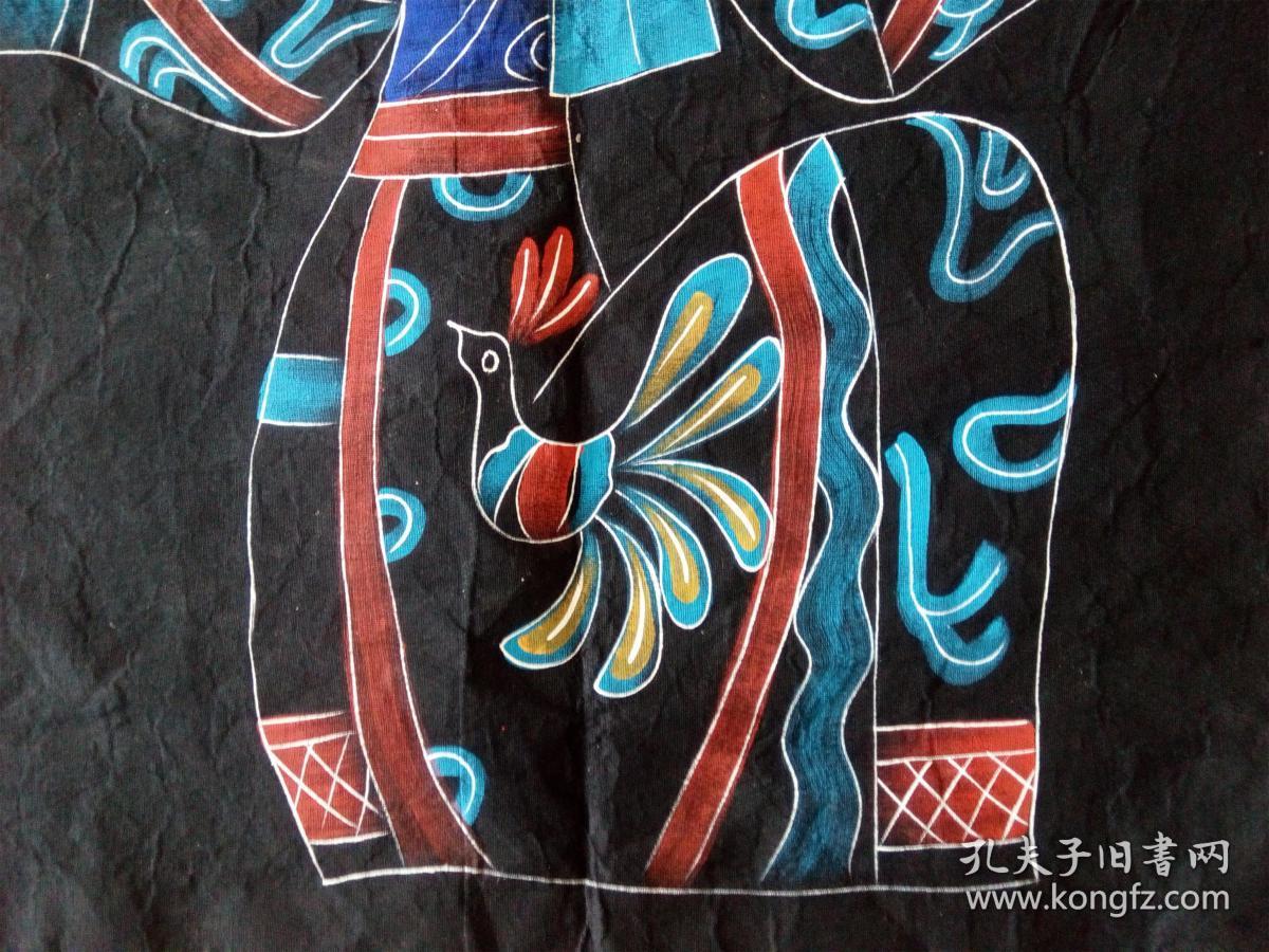 蜡染挂画 少女与蝴蝶 特色工艺装饰布画