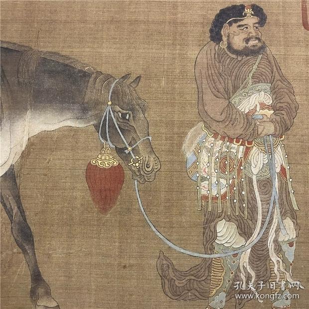 佚名摹韩干295264胡人呈马图卷轴复制品画芯未装裱