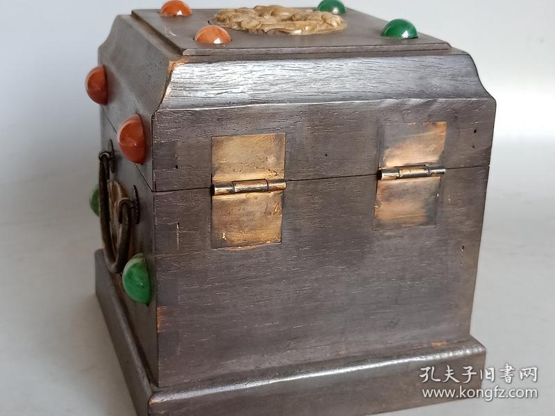乡下收的清代镶嵌玉石紫檀木首饰盒