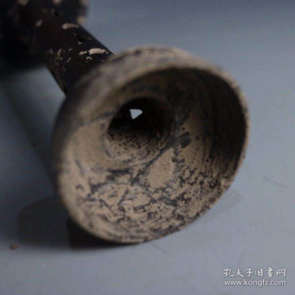 龙山文化蛋壳黑陶高柄杯一对 7*18cm
