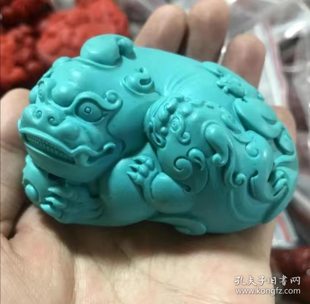 绿松石手把件 绿松石貔貅绿松石招财貔貅摆件吊坠