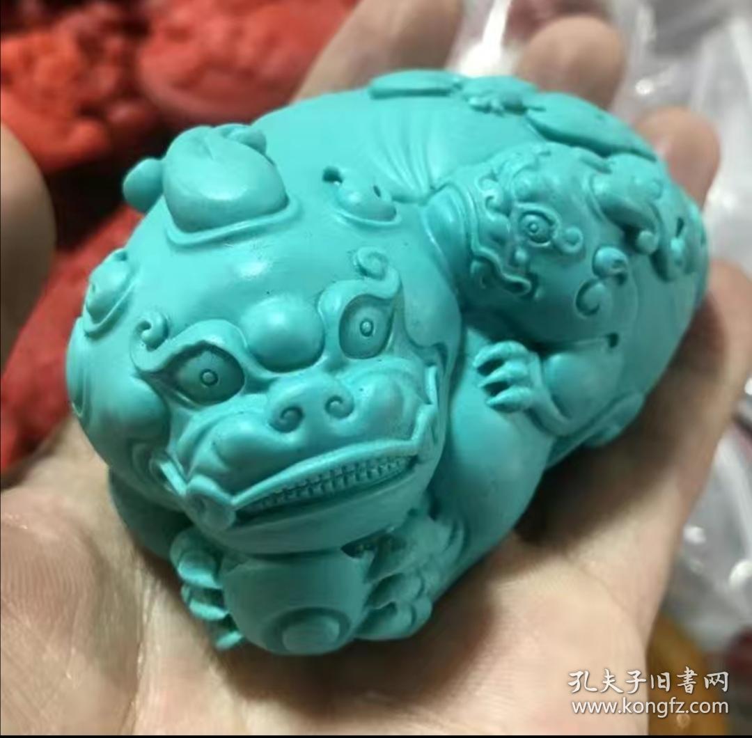 绿松石手把件 绿松石貔貅绿松石招财貔貅摆件吊坠