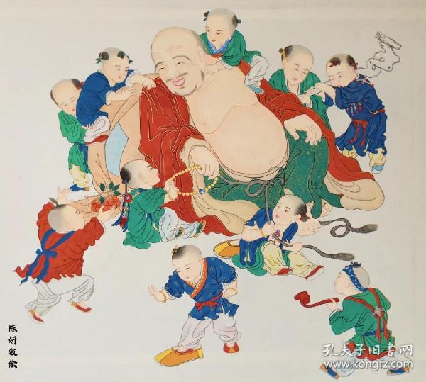 国画工笔人物/佛画/布袋和尚/弥勒佛