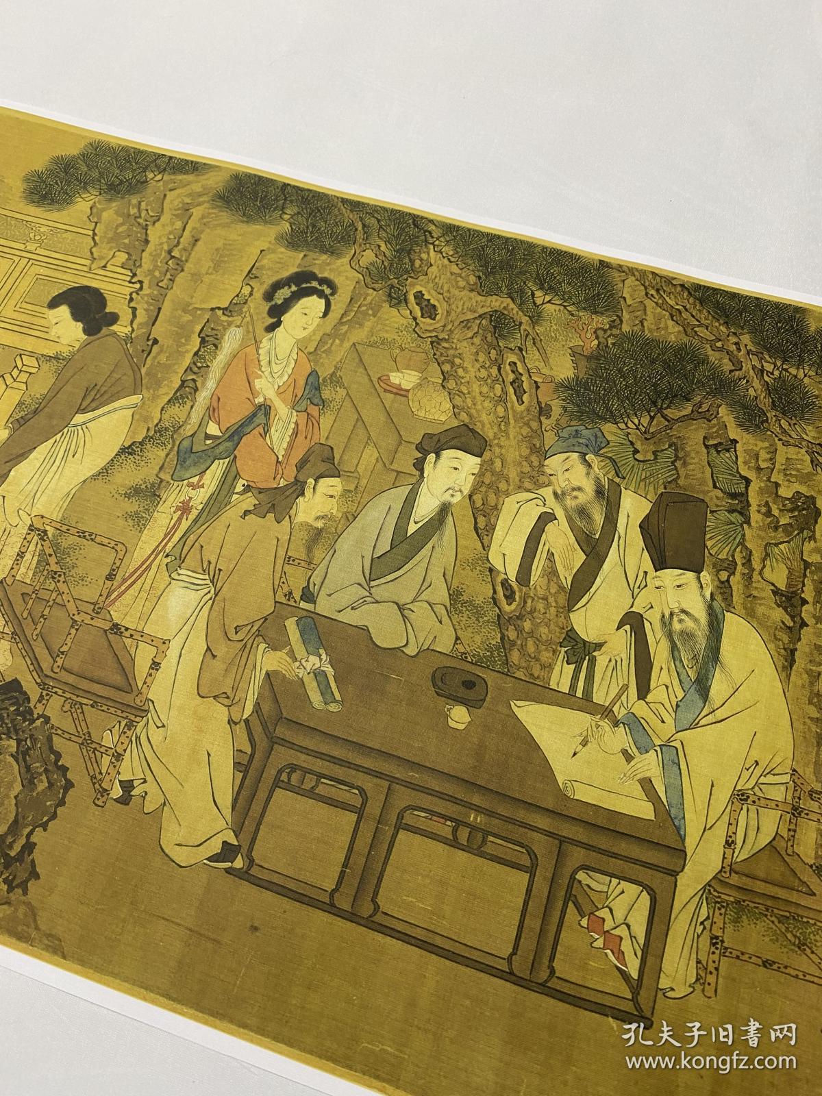 明 唐寅西园雅集图 有拼接痕迹高清微喷复制人物画临摹学习装饰画
