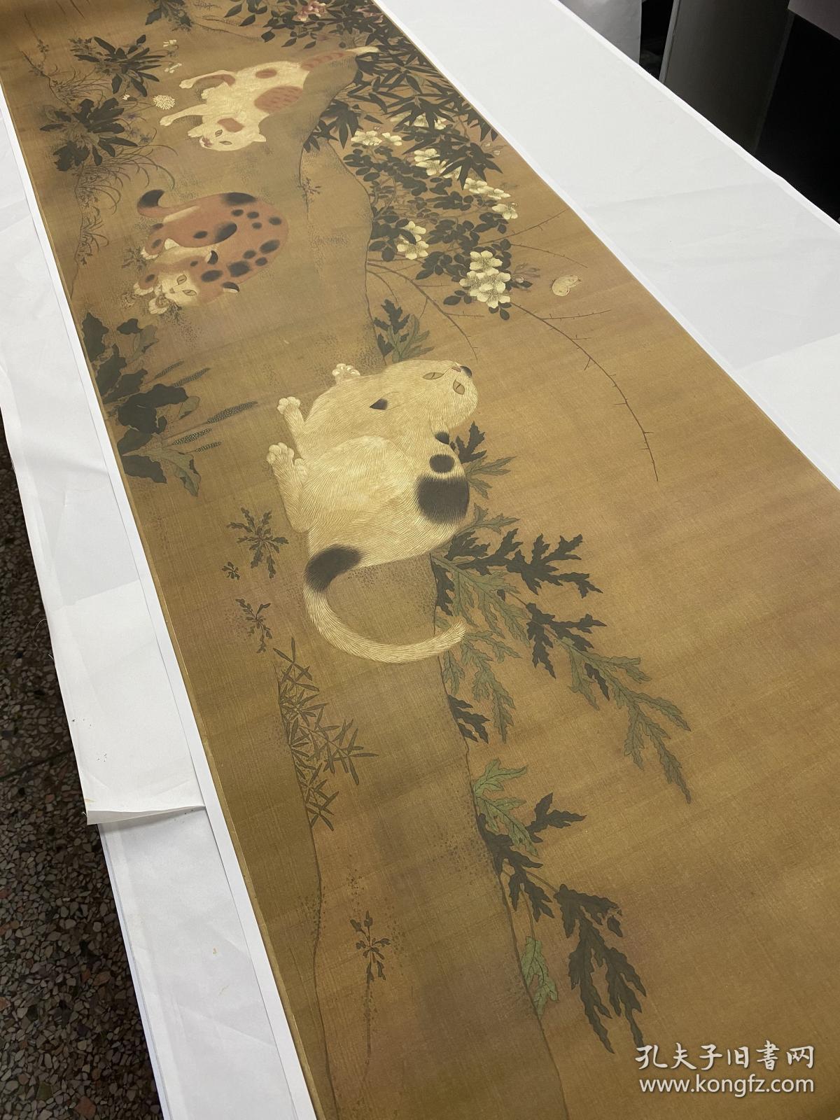 宋徽宗赵佶 耄耋图 猫蝶图古代名人绢布工笔花鸟走兽国画高清微喷