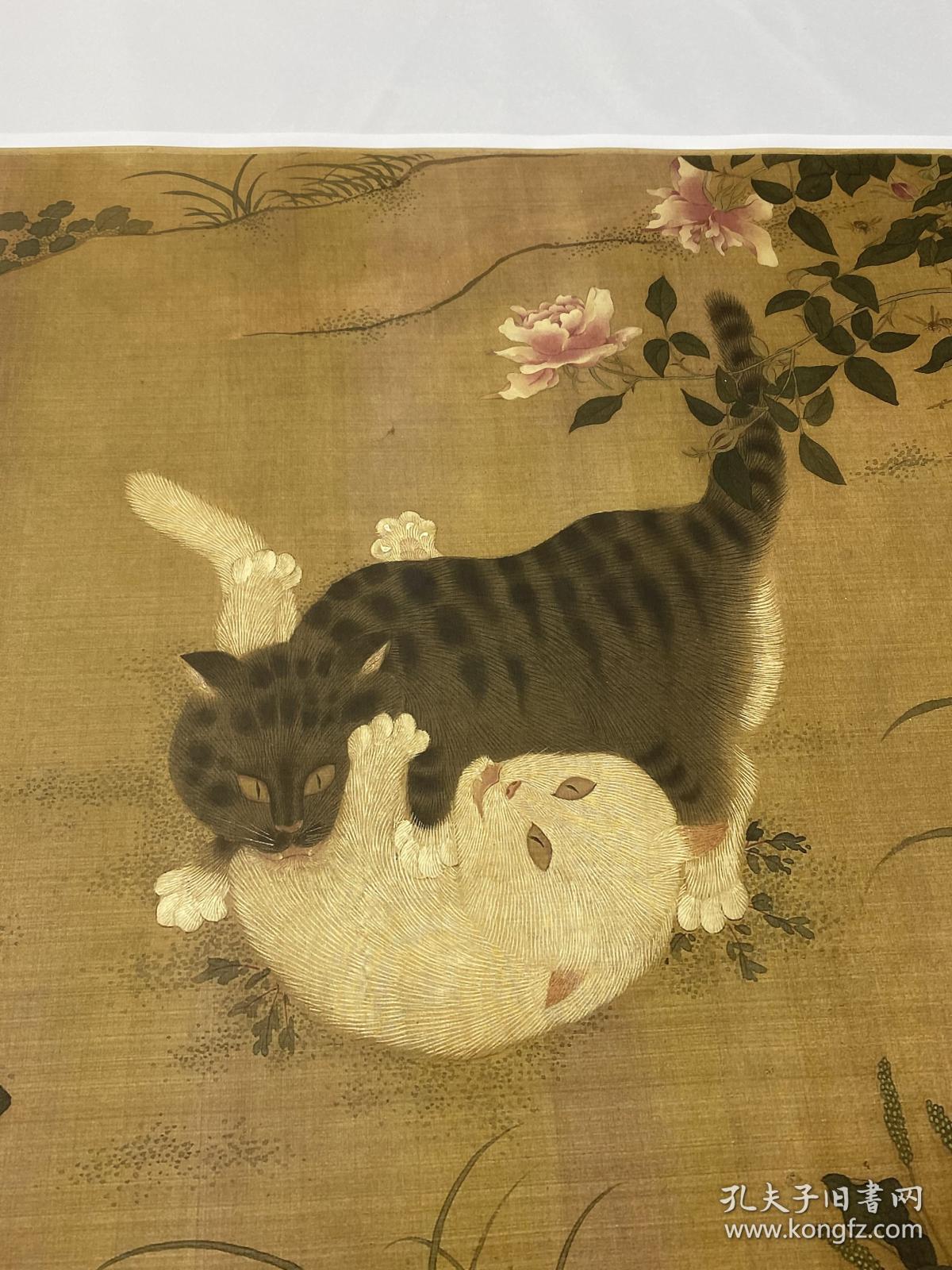 宋徽宗赵佶 耄耋图 猫蝶图古代名人绢布工笔花鸟走兽国画高清微喷