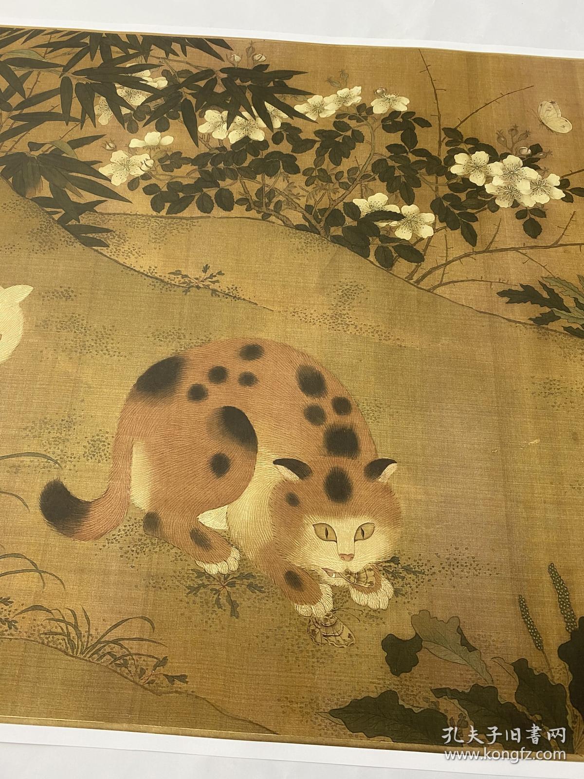 宋徽宗赵佶 耄耋图 猫蝶图古代名人绢布工笔花鸟走兽国画高清微喷