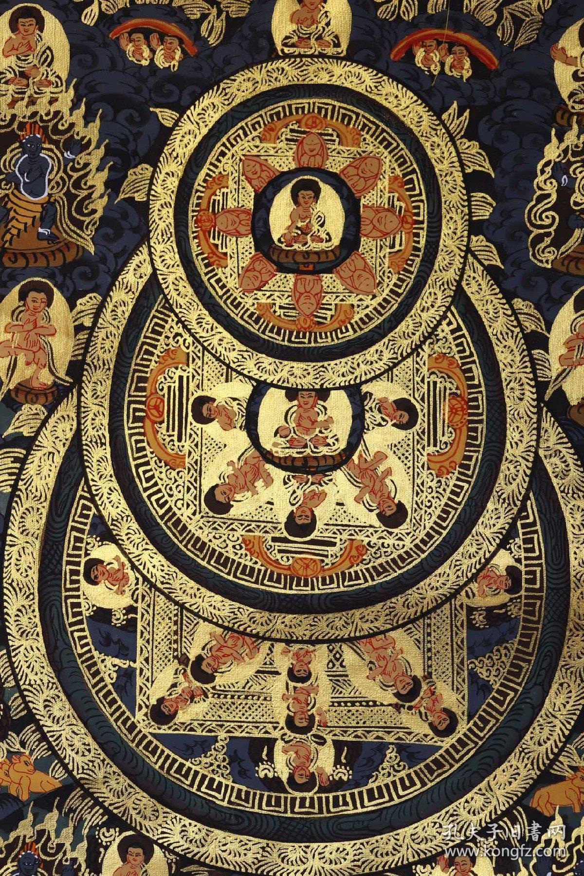 西藏寺院收藏传佛教金刚坛城佛像唐卡高僧大德纯手工绘画天然矿物颜料