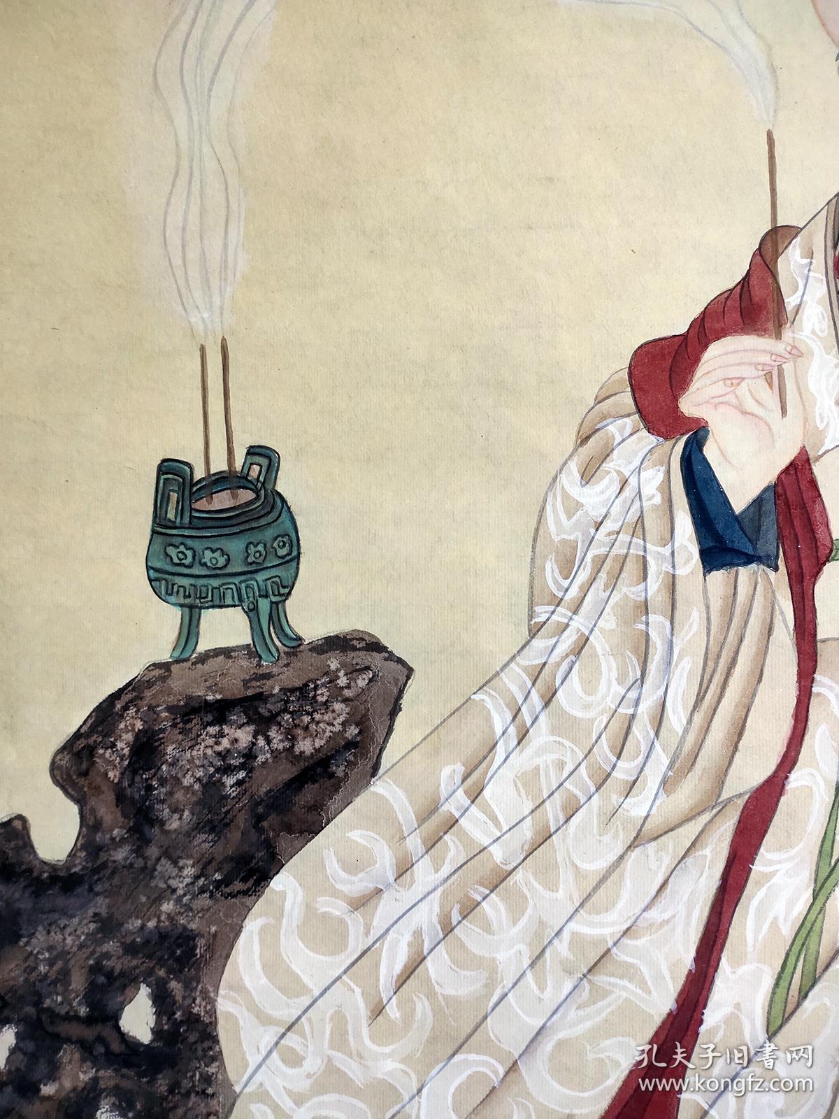 《貂蝉拜月》四尺整张竖,未装裱宣纸收藏重器,纯手绘保真销售