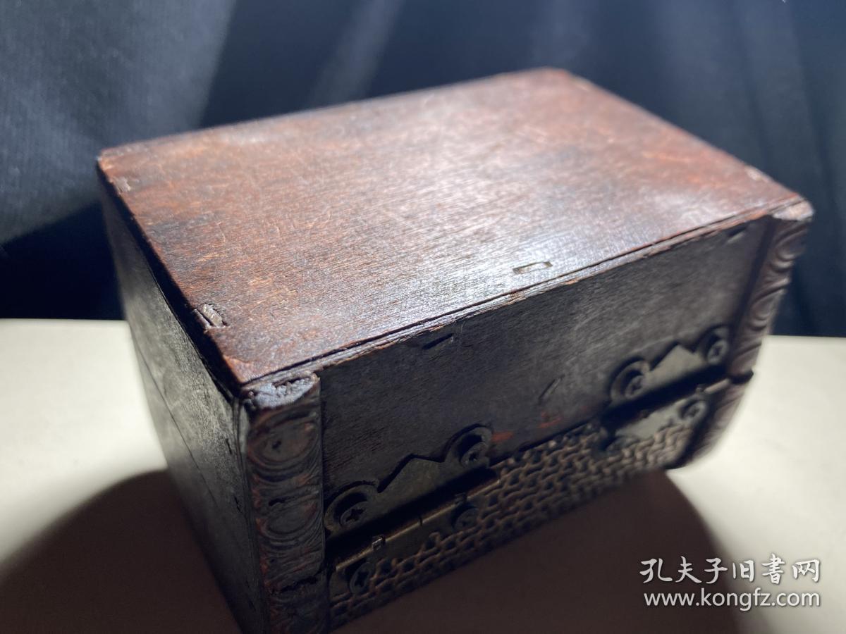 旧藏老料木制铜扣有年份首饰盒小箱子,老货古董老物件