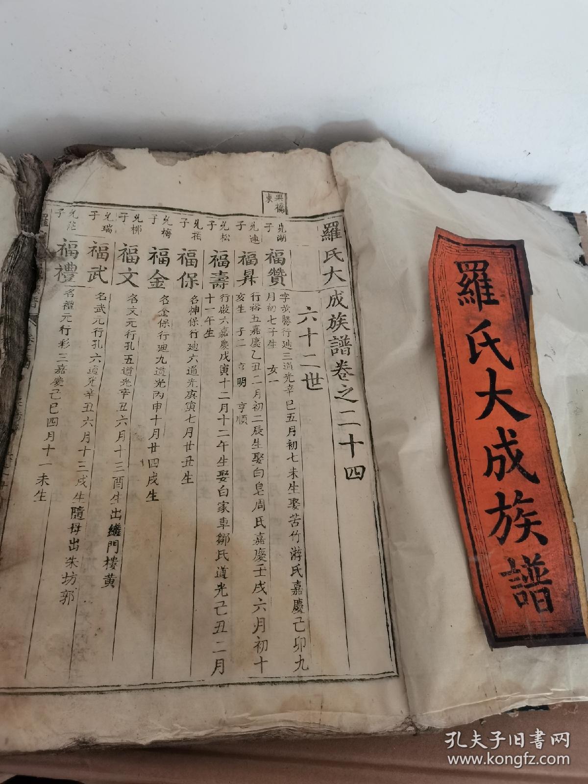 孤本江西珍稀族谱家谱宗谱收藏:超大开本《罗氏大成族谱》存卷十八克