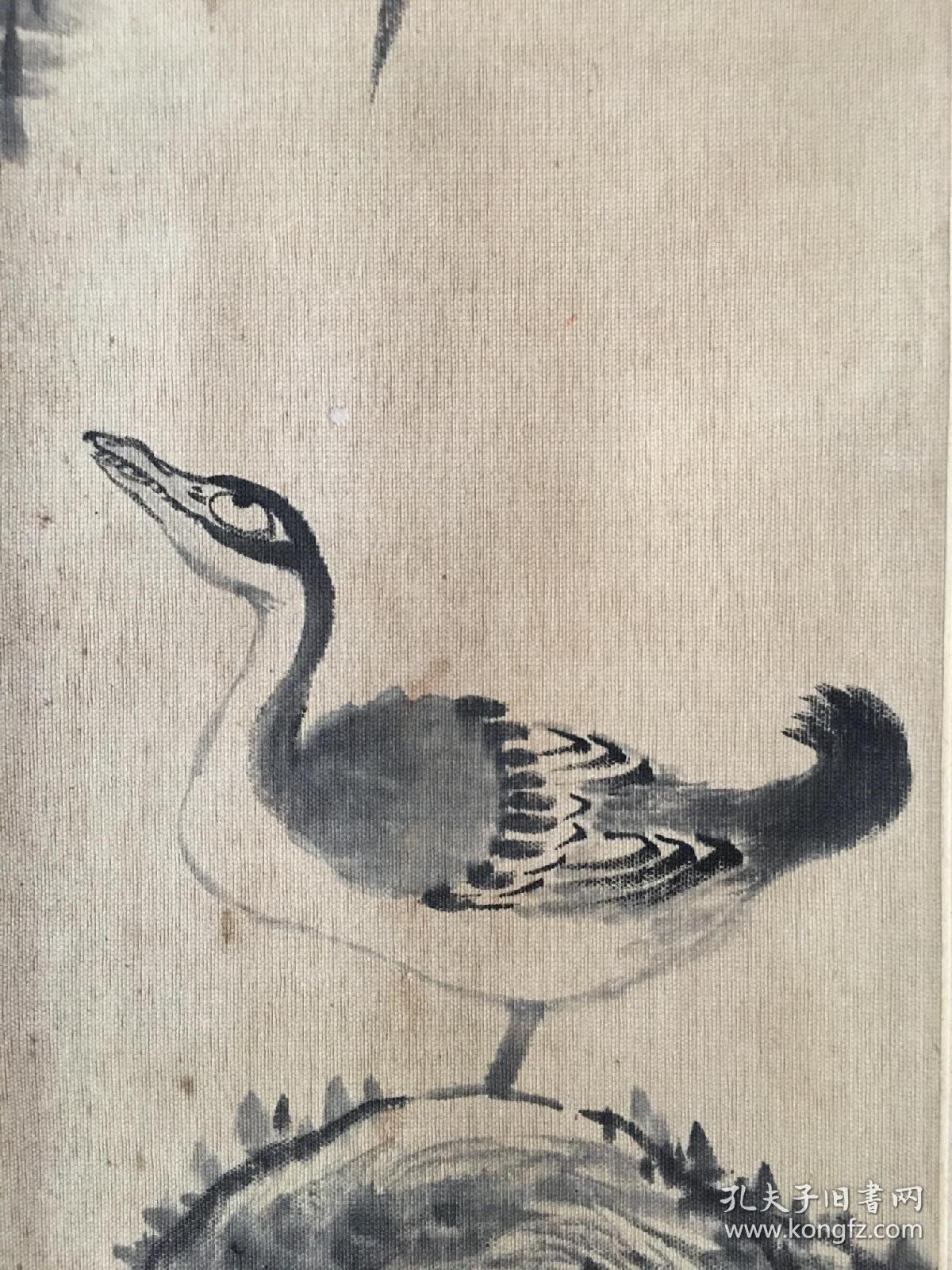 八大山人 鸭子 绢本立轴 画芯尺寸53x21cm