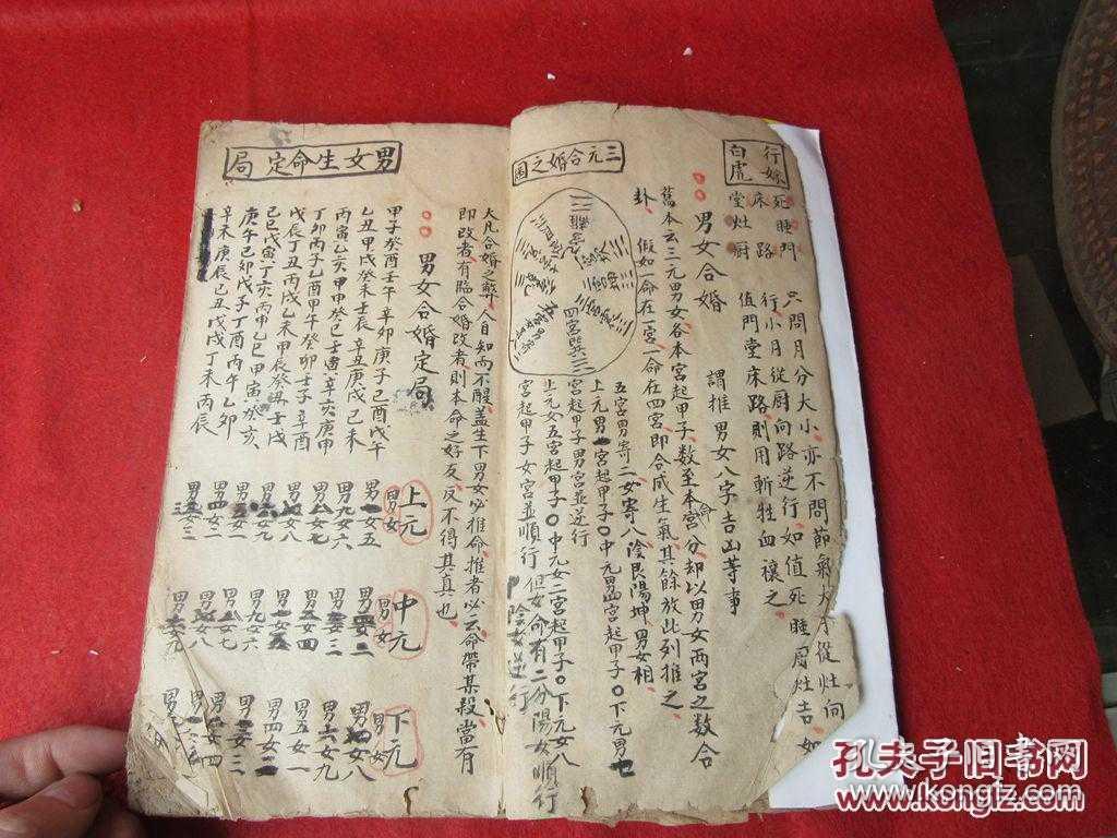 稀见清代大本朱批手写三元地理男女合婚定局.具体内容