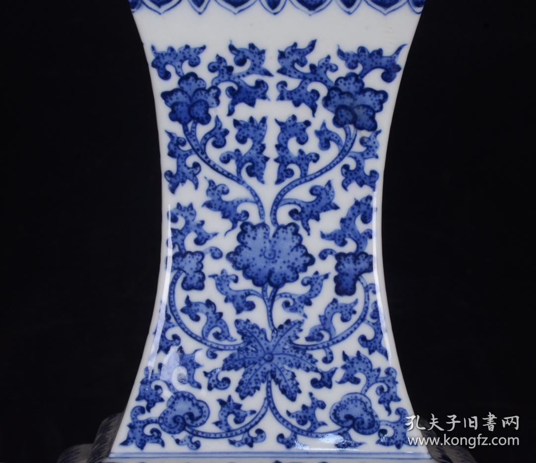 旧藏 清乾隆青花缠枝莲纹镶器瓶 古玩古董古瓷器收藏 尺寸28.5x12