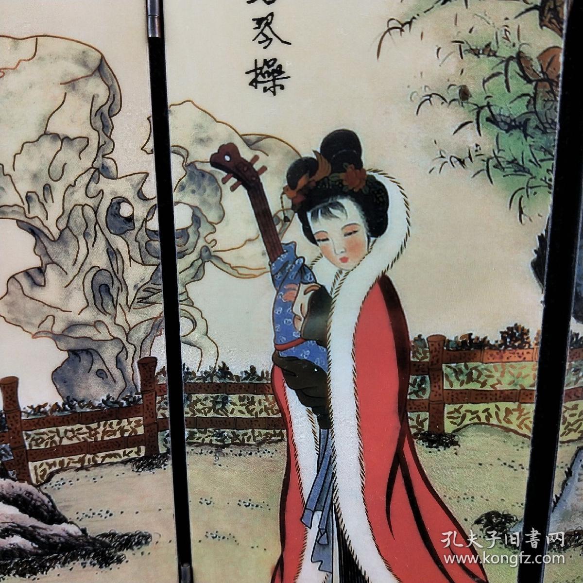 中国四大美女屏风,手绘四大美女,绘画细致,形象生动,人物面目表情清晰