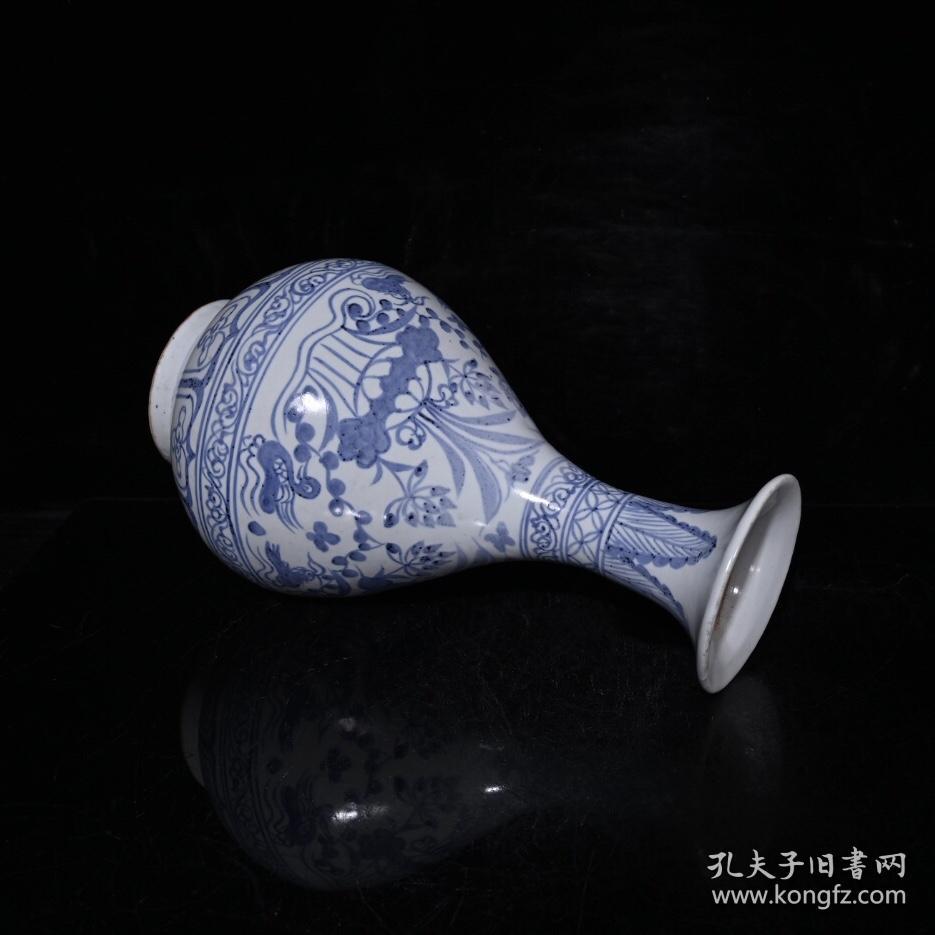元青花鸳鸯戏水玉壶春瓶1 古玩古董古瓷器收藏 元代瓷器 尺寸25/14