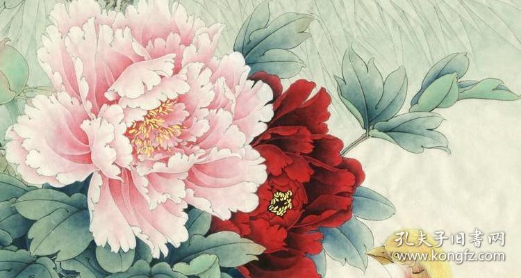 李晓明牡丹工笔画图牡丹锦鸡 复制品 画芯 可装裱 画框d217