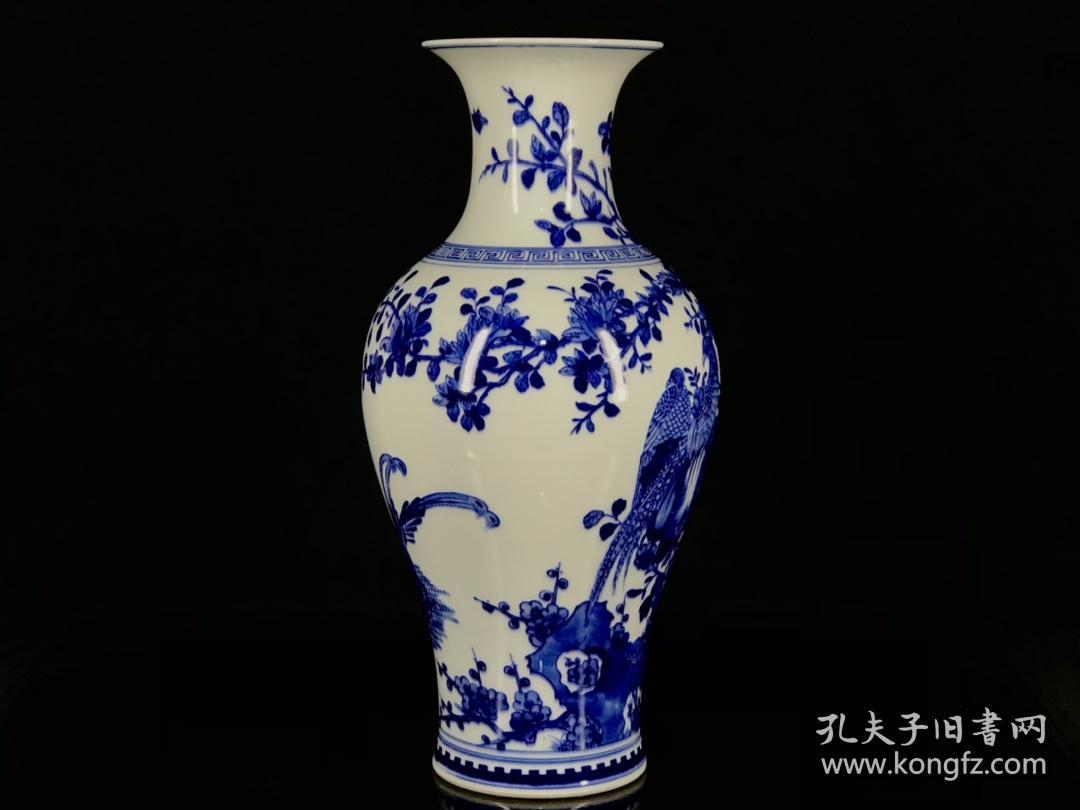 清康熙青花花鸟纹赏瓶6古玩古董古瓷器收藏清代瓷器尺寸3717