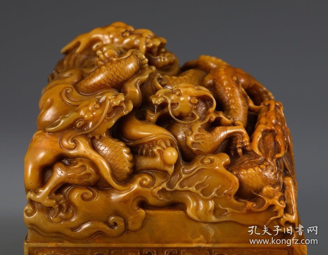 【名称:田黄龙纹印章【类别:印章【规格:高11.