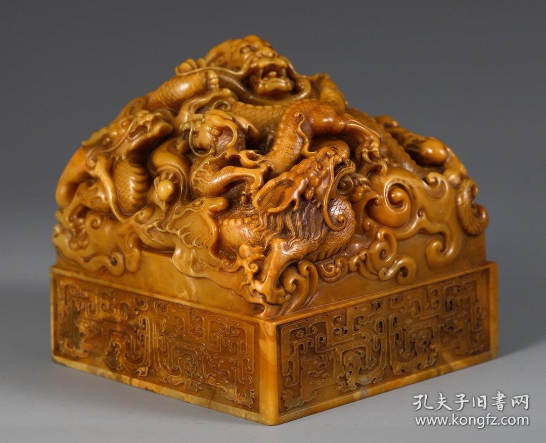 【名称:田黄龙纹印章【类别:印章【规格:高11.