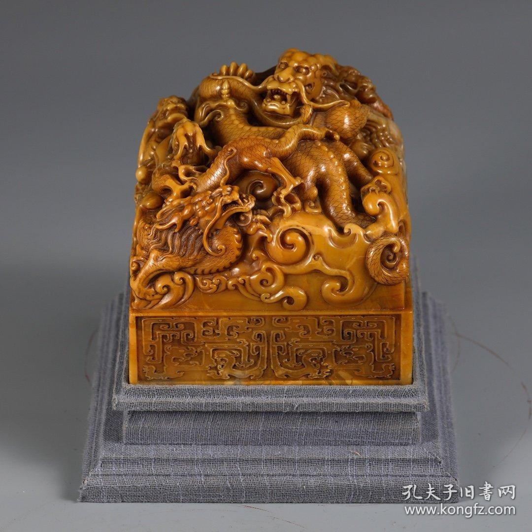 【名称:田黄龙纹印章【类别:印章【规格:高11.