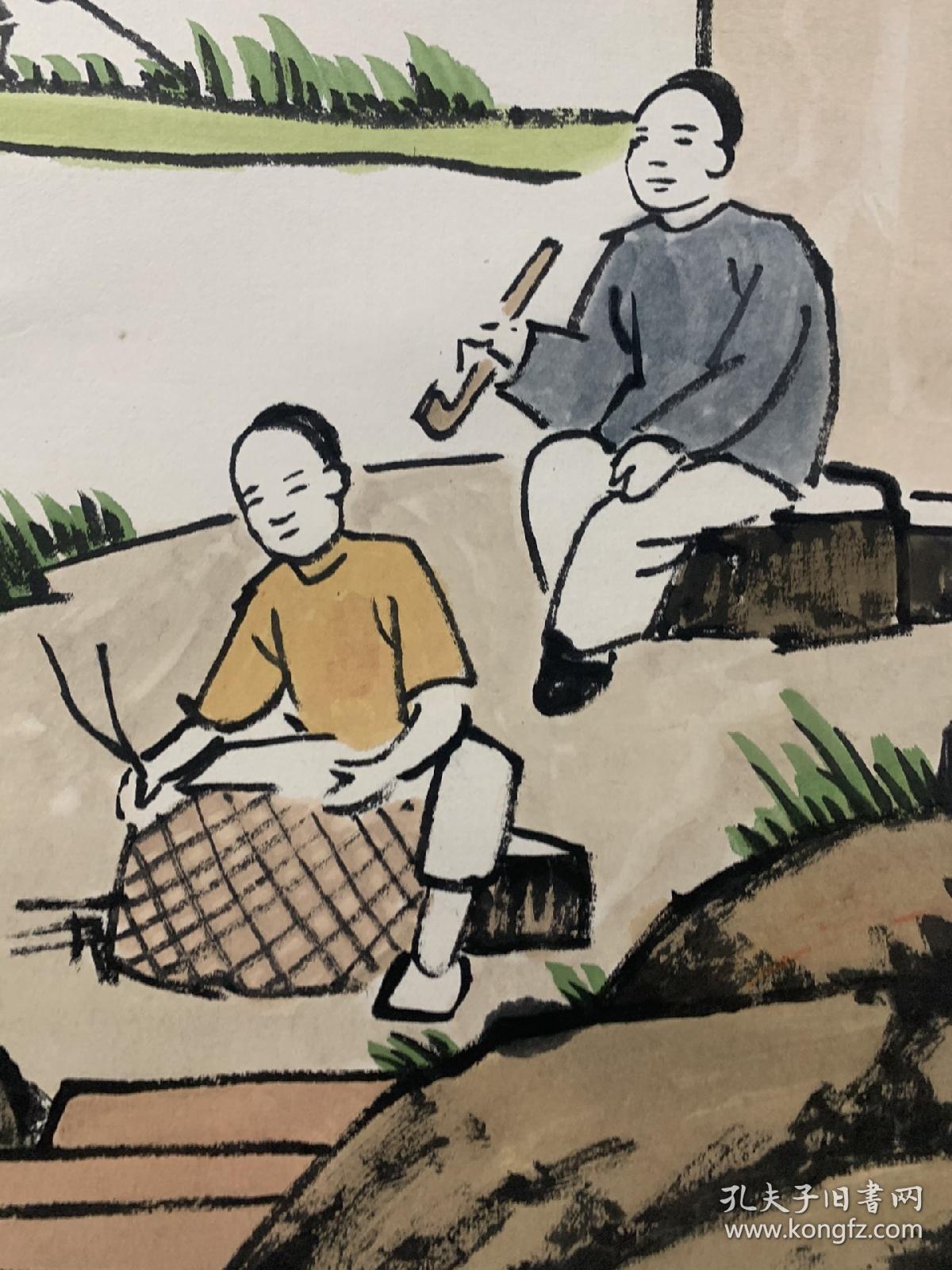 丰子恺(款) ,精裱人物立轴 .