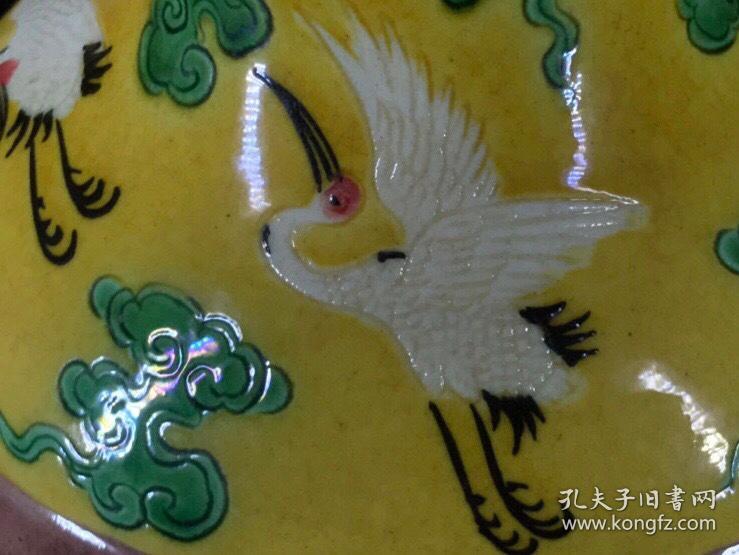 清雍正素三彩雕刻仙鹤纹绶带赏瓶6 古玩古董古瓷器收藏 清代瓷器 尺寸
