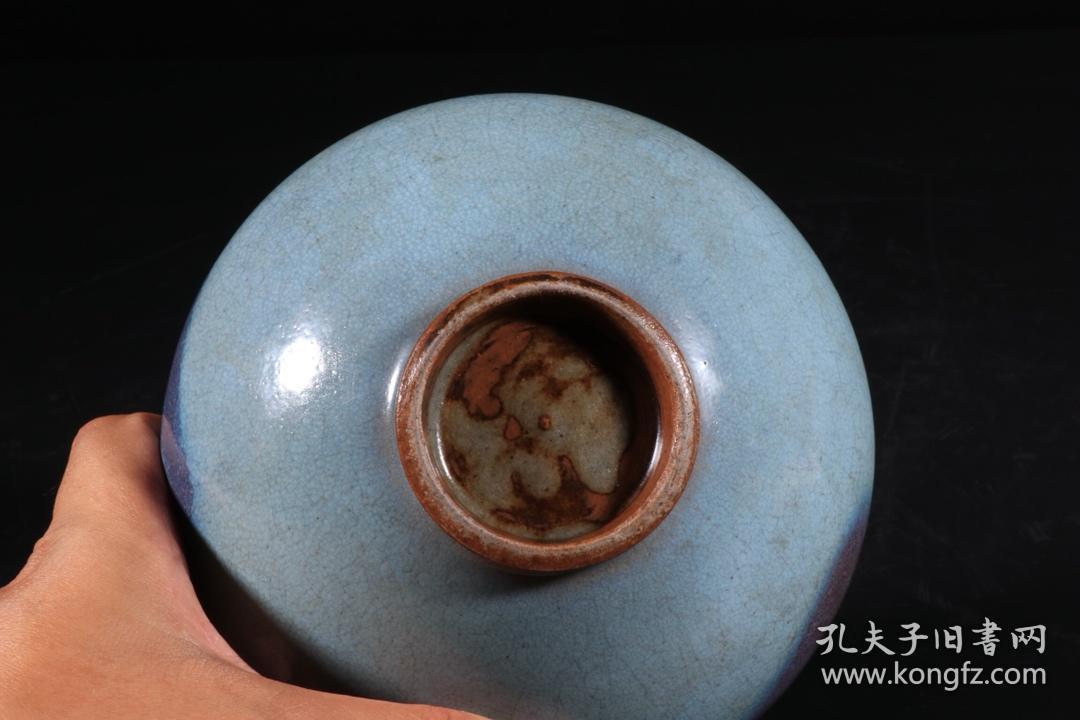 明代,钧窑紫斑碗一对