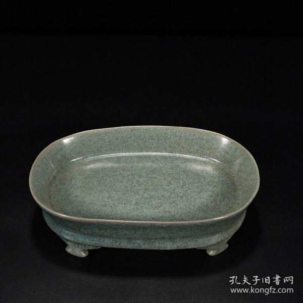 宋汝窑豆青釉水仙盆