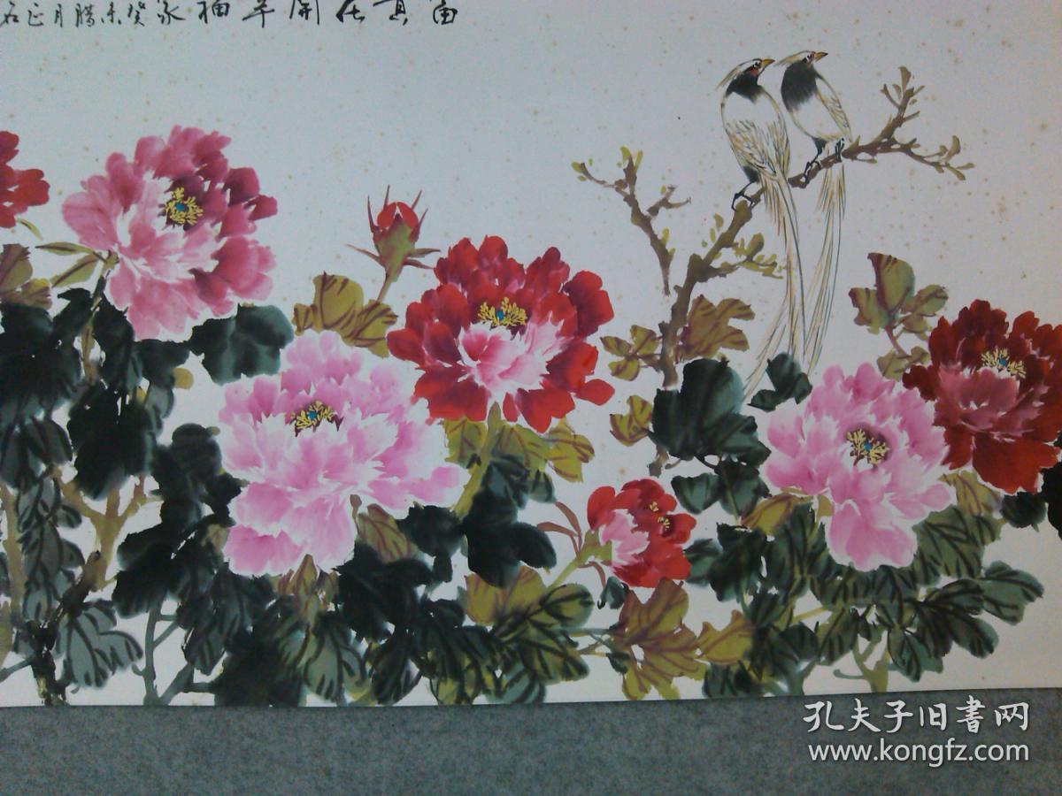 四川著名画家彭正明精品国画四尺牡丹镜片原稿手绘真迹保真