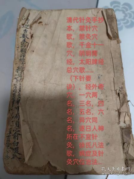 清代针灸手抄本,禁针穴歌,禁灸穴歌,千金十一穴,阴明胃经,太阳脾经总