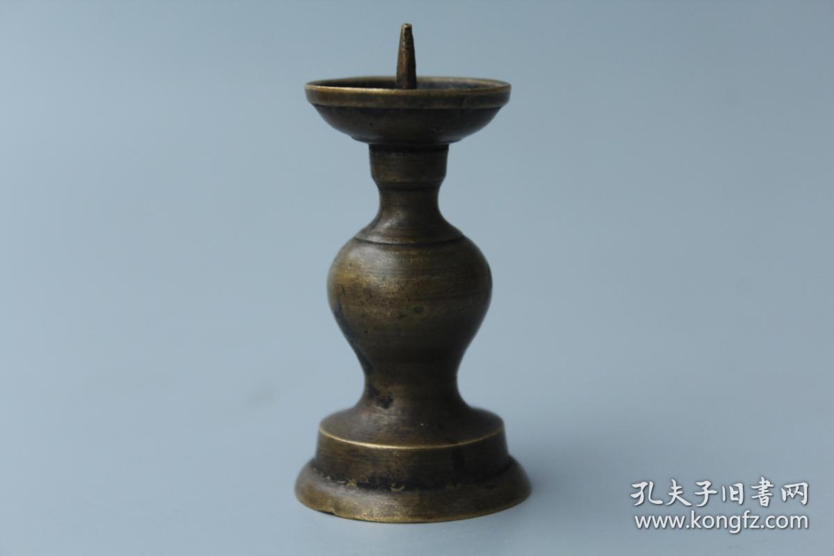 包老古代老铜器收藏 民国黄铜袖珍烛台蜡台 民间古董传世文物保真