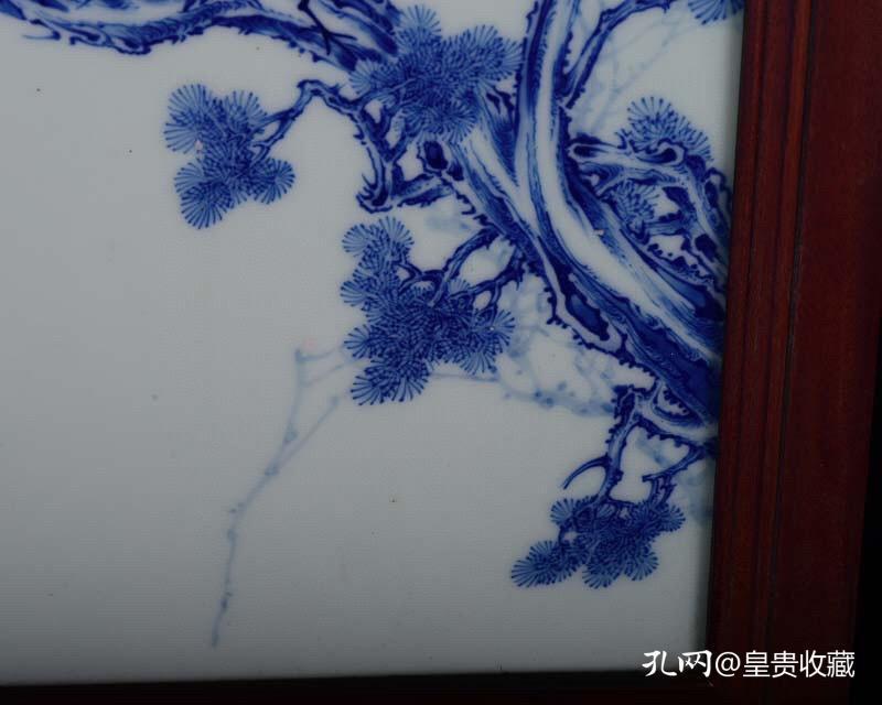 民国竹溪道人王步写意珠山青花独立惊鸟松鹰图瓷板画