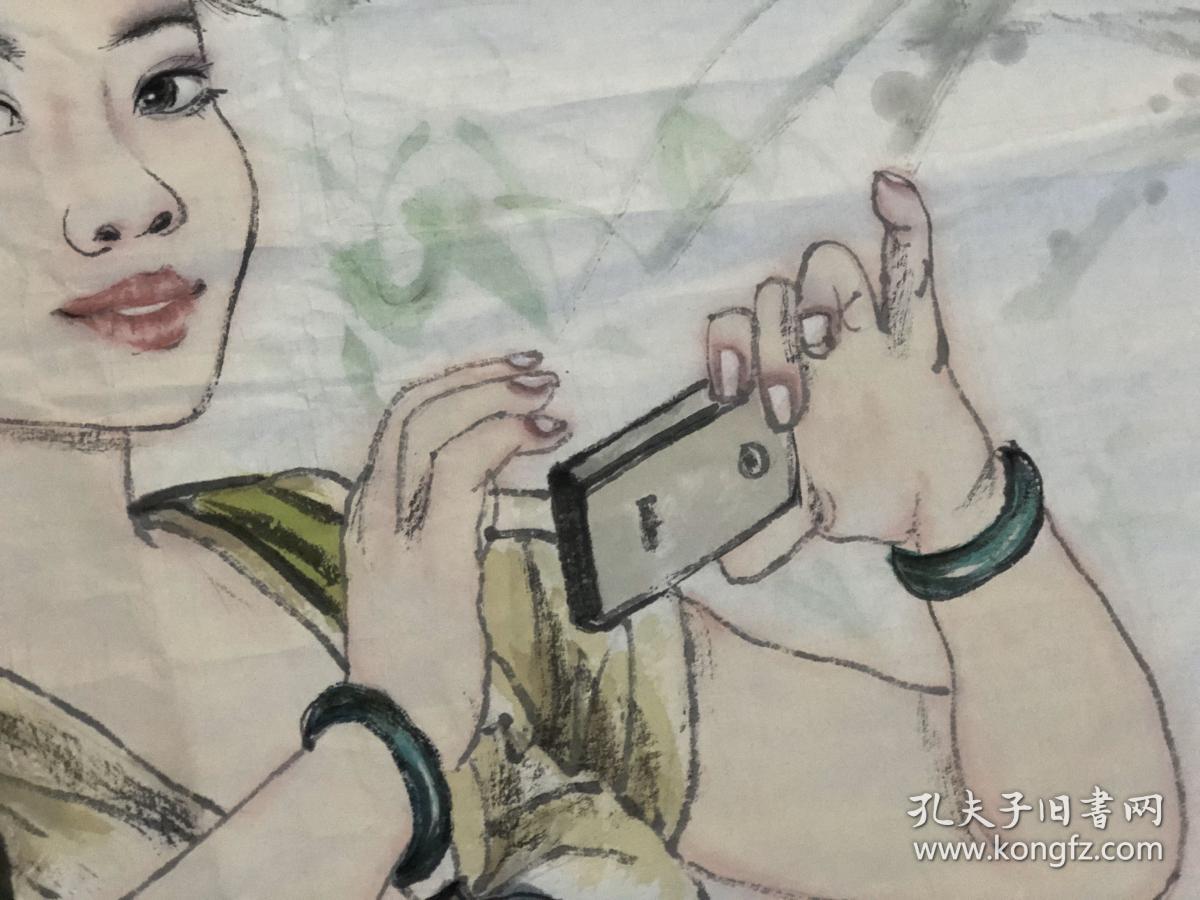 著名画家李泽钰人物画《杨柳清风》