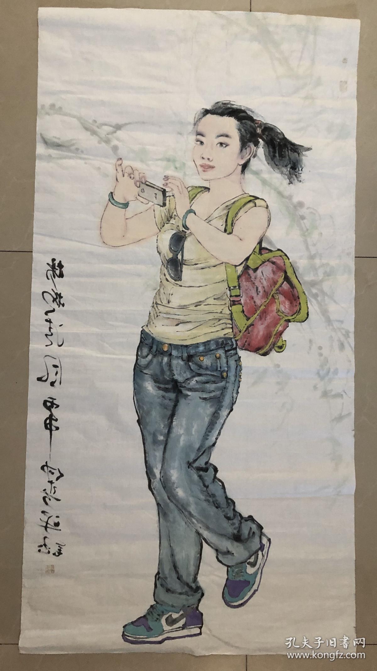 著名画家李泽钰人物画《杨柳清风》