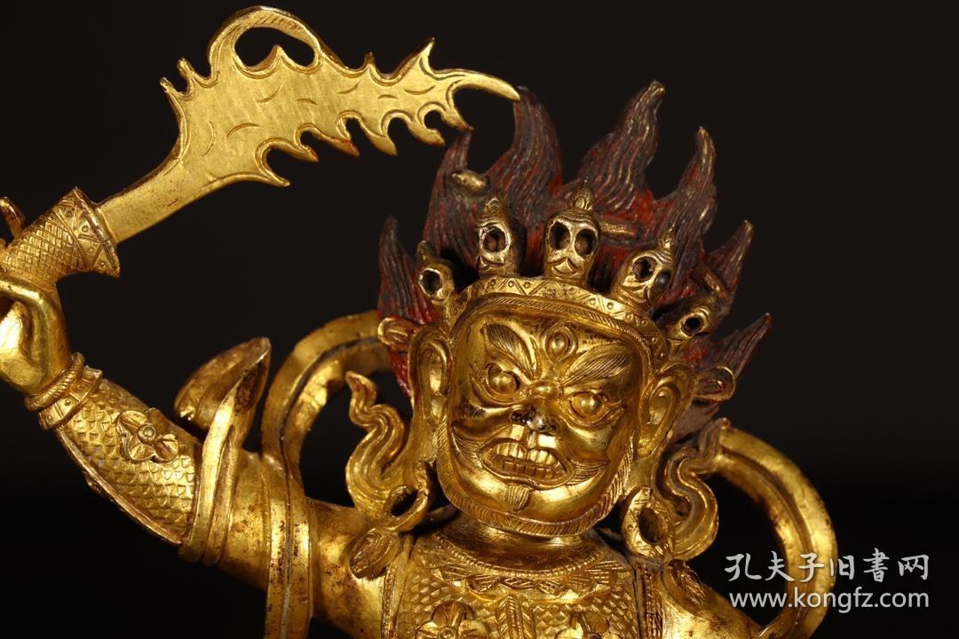 清代,铜鎏金不动明王像