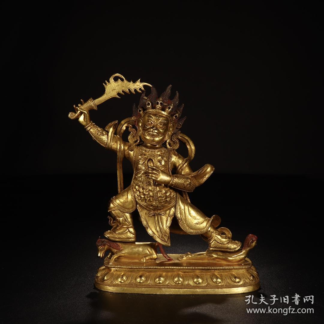 清代,铜鎏金不动明王像