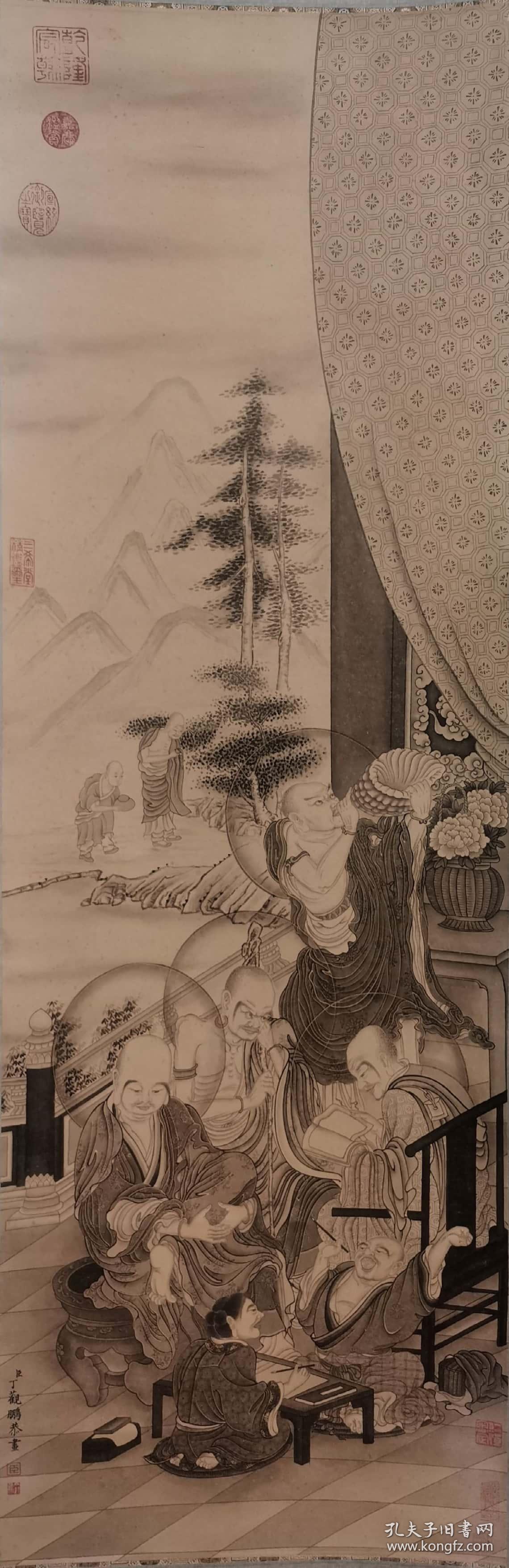 清 丁观鹏 水墨罗汉