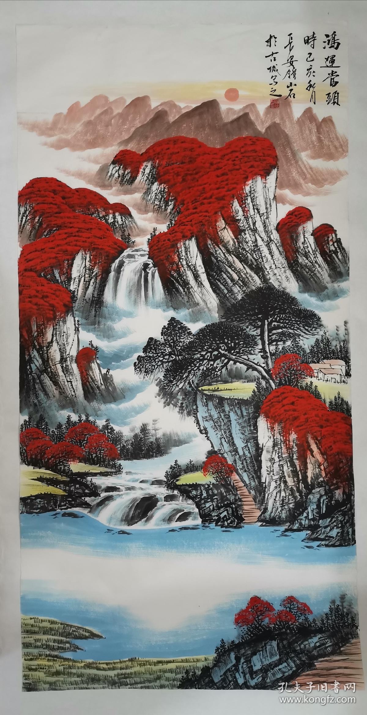 山石先生擅长山水画创作,在艺术上将中国画水墨精神与西方绘画元素相