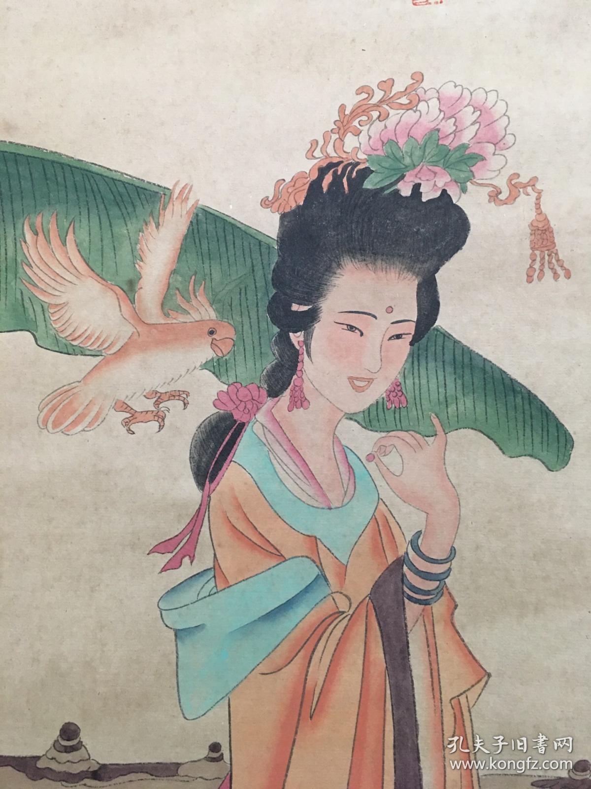 画家仇英仕女画三尺中堂画纯手绘画画工精细