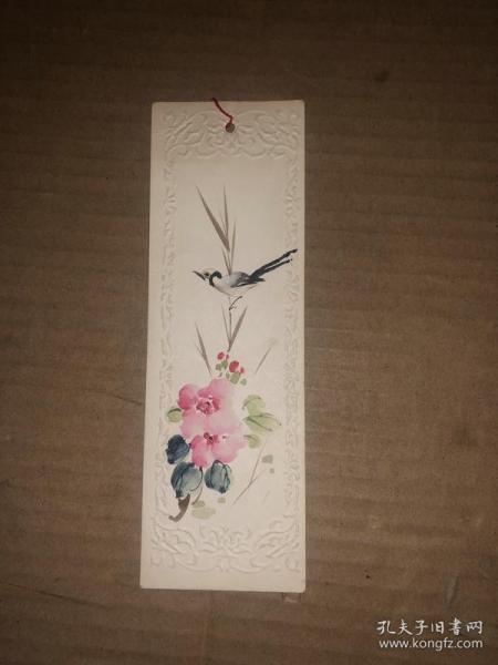 手绘花鸟画老书签1枚