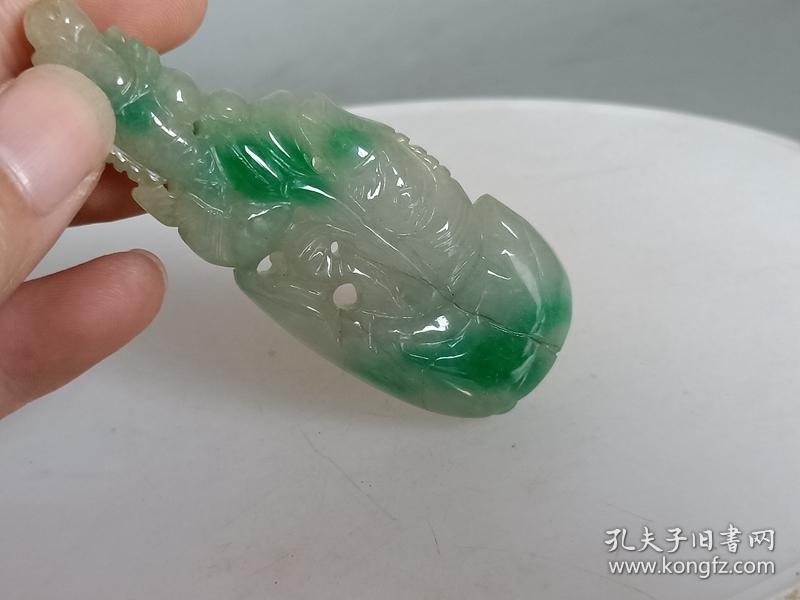 乡下收的清代冰种彩色翡翠手把件
